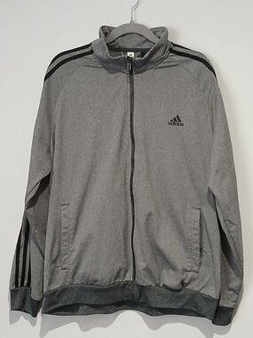 Adidas Gray Athletic Track Jacket Mock Neck. Men Size Extra Large